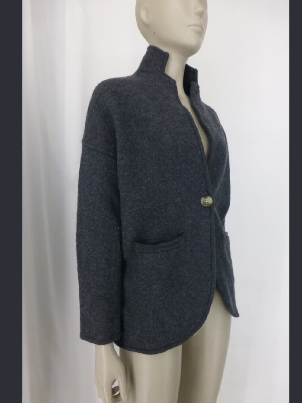 Madewell 100% Merino Wool Dark Grey On Button Blazer Jacket (Size XS) - Picture 3 of 11